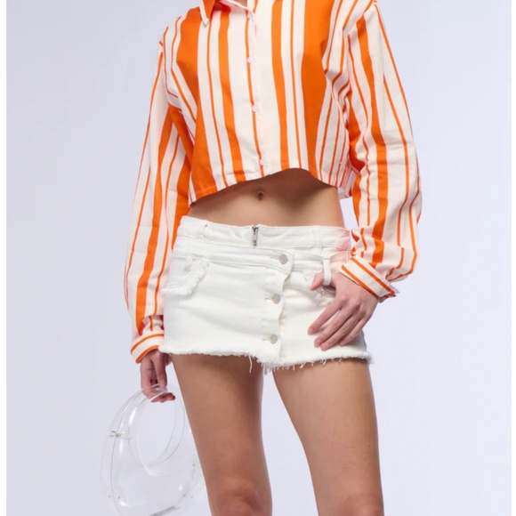 MILLI BUTTON FRONT DENIM SKORT - 1X - Picture 1 of 4